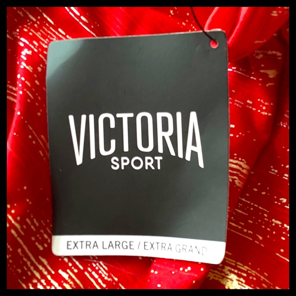 VICTORY’S SECRET The Player Crisis Cross Back Sports Bra Red & Gold - Picture 3 of 8